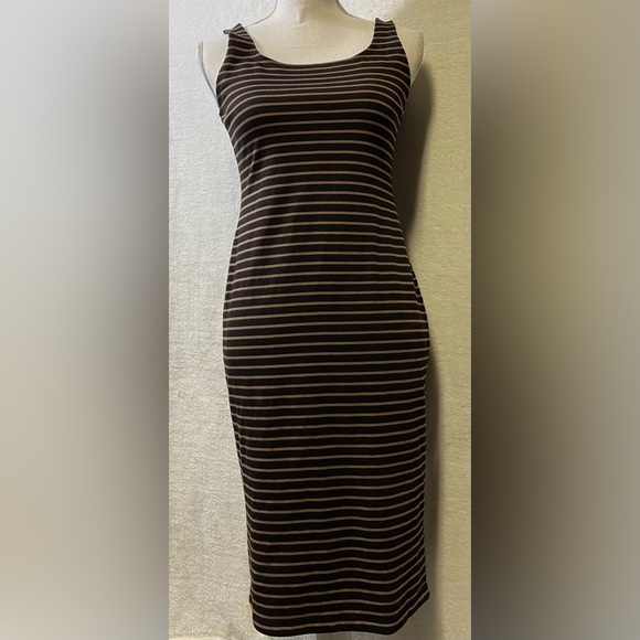 Popular Basics striped tank Bodycon dress women’s size L - Picture 1 of 14